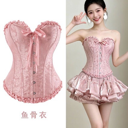 Strapless Fishbone Corset, Tight-Fitting Back-Shaping Garment, Ruffled Lace Bridal Slimming Tummy Control Top, Sexy Lingerie
