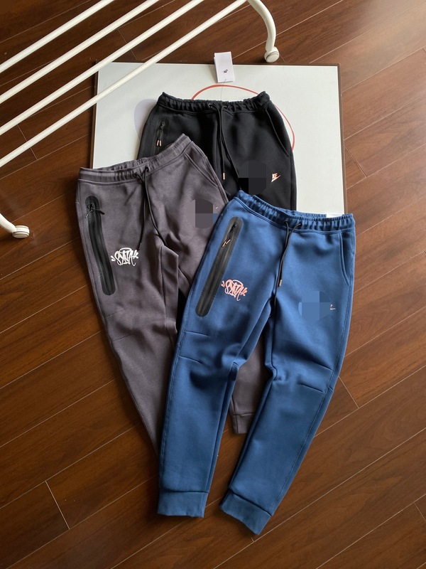 春秋海外人気NK共同ブランドメンズスーツフックプリントレタースポーツスプライシングフード付きトップスとパンツ|undefined