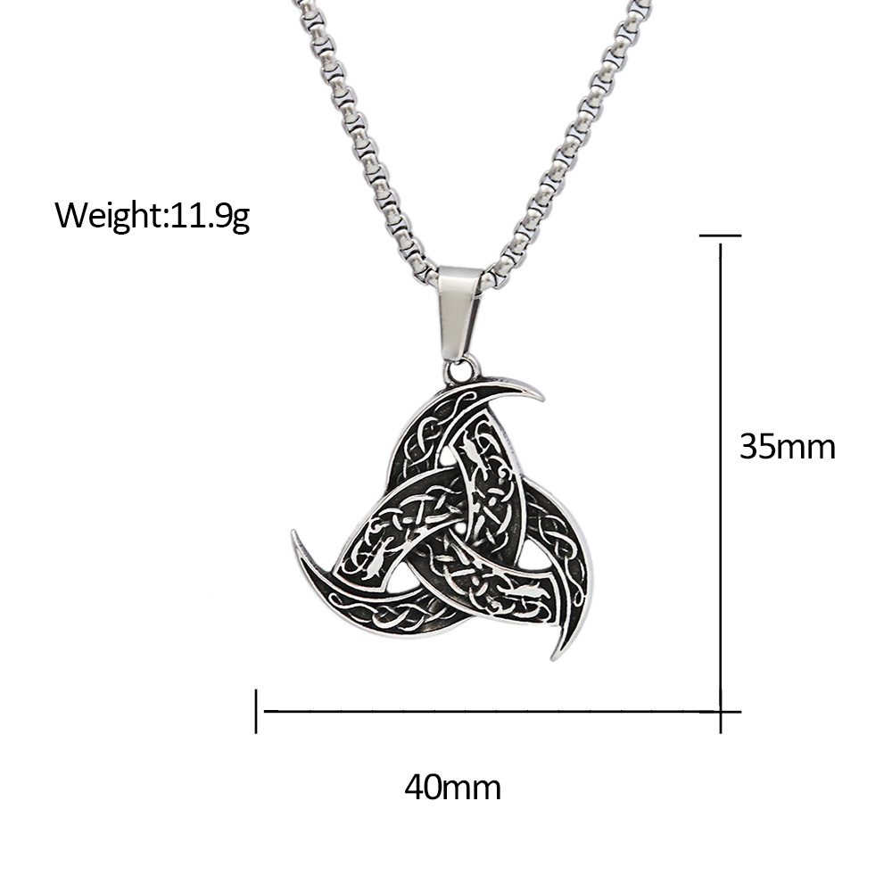 Viking Sun Totem Compass Triangle Necklace Titanium Steel Pendant_voghion.com