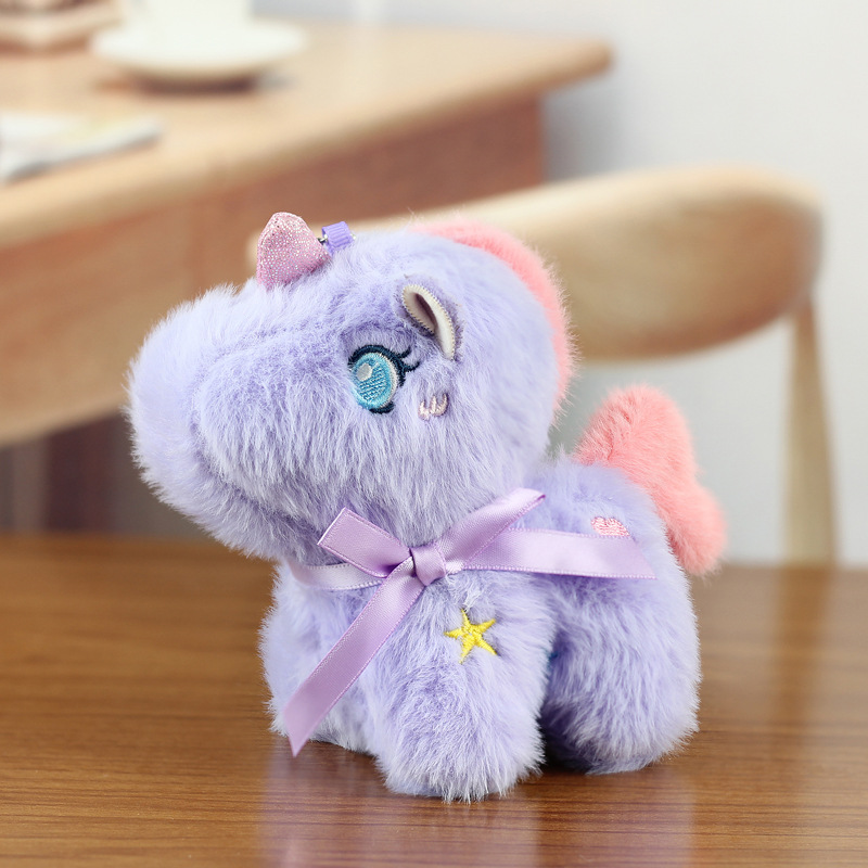 Lindo colgante de unicornio juguete de peluche bolso de muñeca colgante muñeca llavero máquina de agarre de boda muñeca pequeña
