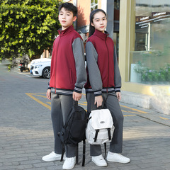 高校生・小学生の春秋学生服、マルーンネイビーブルーの野球ユニフォーム、中学生男女のスポーツ風半袖クラスユニフォーム