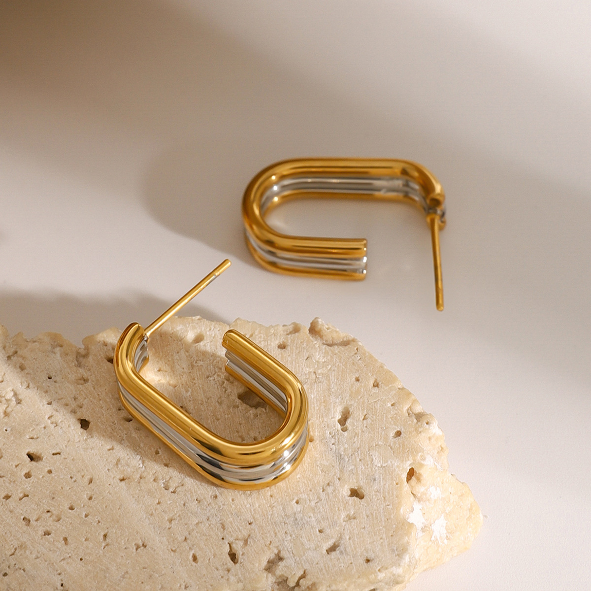 JEDING aretes de acero inoxidable de color contrastante de alta calidad ins pendientes de acero de titanio aretes de acero de Europa y América no se desvanecen joyas transfronterizas