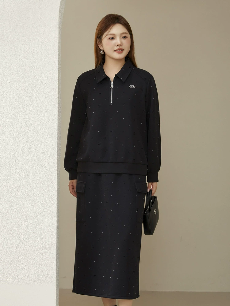 Comfortable sweatshirt, set, down jacket, plus size