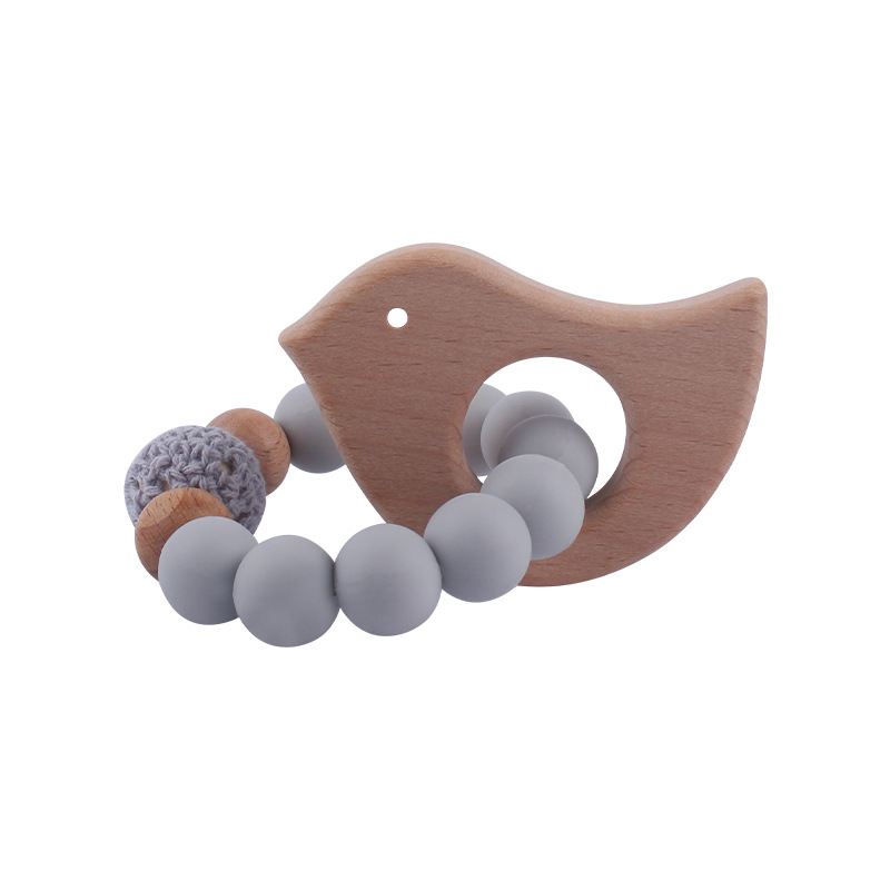 Bebé suministros de dibujos animados de haya animal pulsera de silicona DIY nombre calmante bebé molar juguete anti-caída de la cadena