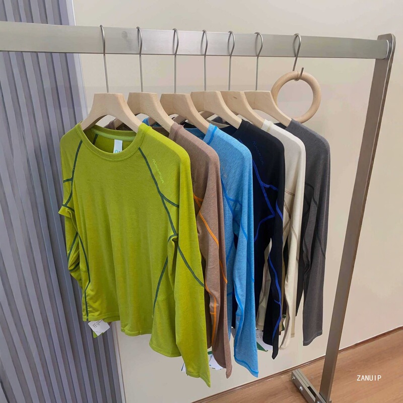 【Mountain-Style Outdoor Wear~Lyocell + Australian Wool Blend】Spring and Summer Couple's Round-Neck Knitted Long-Sleeve Base Shirt