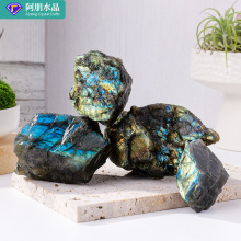 批发天然水晶拉长石原石摆件灰月光水晶石香薰石扩香石鱼缸造景石