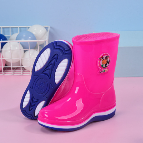 Children's rain boots for boys and girls, low-tube anti-slip plus velvet warm cartoon water shoes for children and students, baby rain boots and rubber shoes