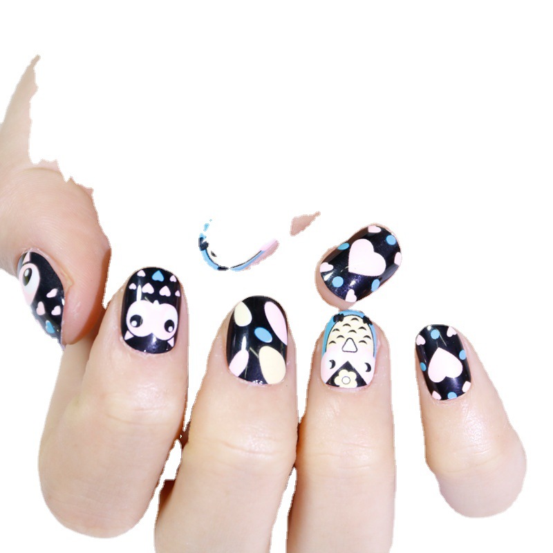 Procesamiento personalizado de manicuría infantil parche de uñas falsas uñas usables se puede personalizar patrón de patrón