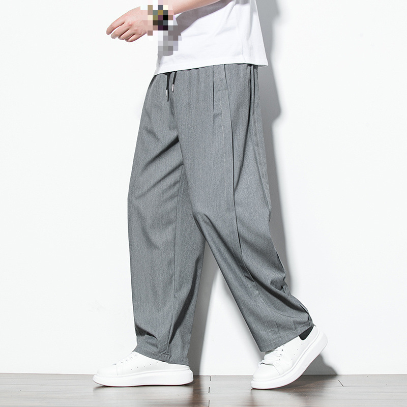 Men's Casual Pants Spring Summer Trendy Loose Harem Pants Versatile Drape Wide-Leg Straight Trousers Sports