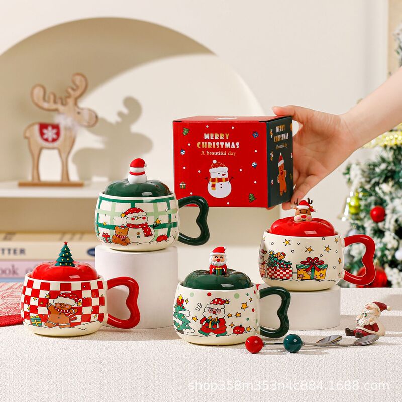 Cross-Border Christmas Cup, High-Looking Souvenir Ceramic Water Cup with Lid, Cute Mug, High-End Holiday Cup Cross-Border Christmas Cup, High-Looking Souvenir Ceramic Water Cup with Lid, Cute Mug, High-End Holiday Cup