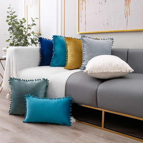 Velvet Pillowcase Fur Ball Waist Support WISH Factory