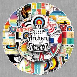 50张射箭运动涂鸦贴纸跨境体育竞技比赛装饰DIY水杯手机壳PVC贴纸