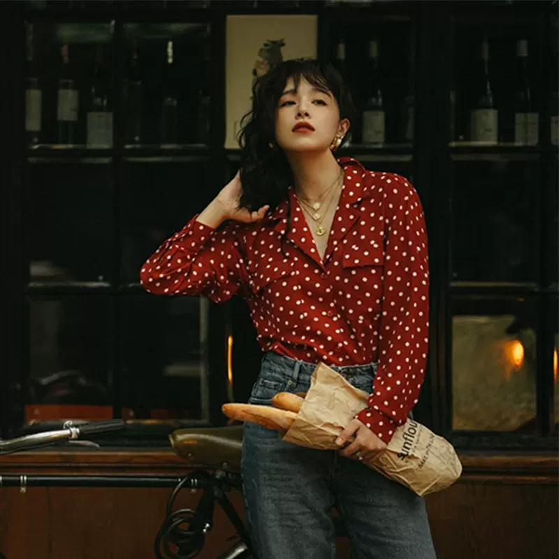职业装女装工作服工装一件代发春夏波点衬衫设计感小众法式上衣