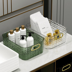 Light luxury desktop storage box bathroom bathroom kitchen cosmetics lipstick sundry organization glacier pattern storage basket