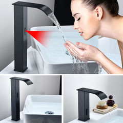 Black Waterfall Sensor Faucet Smart Fully Automatic Countertop Sensor Faucet Single Cold Hot Handheld Water Dispenser Nordic