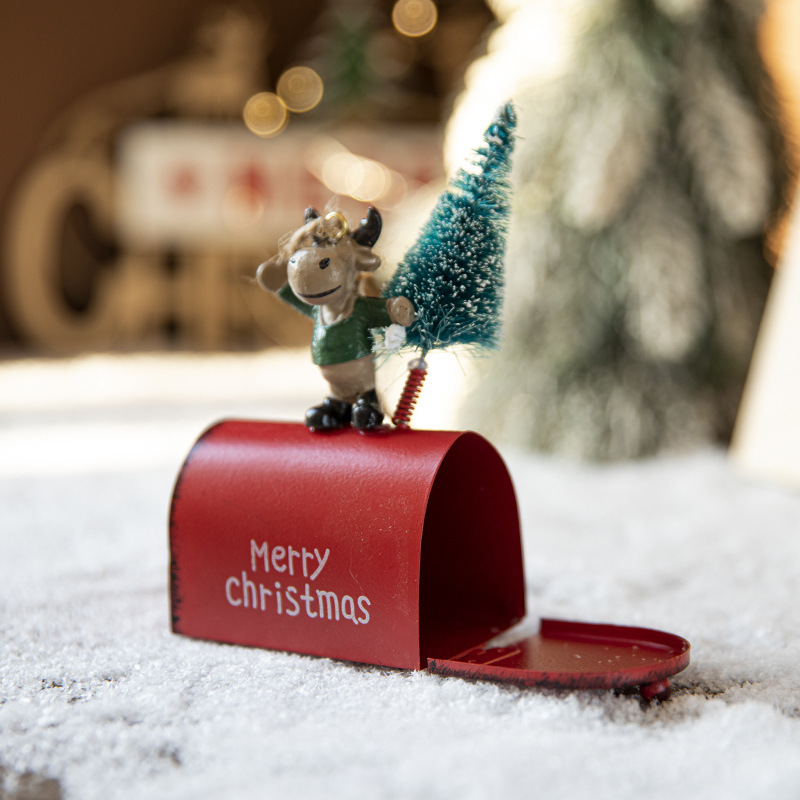 Navidad nuevo árbol de Navidad Santa Claus buzón hierro pintado decorativo colgante decoraciones navideñas
