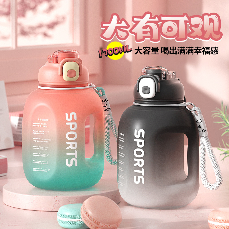 炫彩吨桶吨大容量顿顿水杯女生健身运动水壶双饮吸管杯顿顿杯定制
