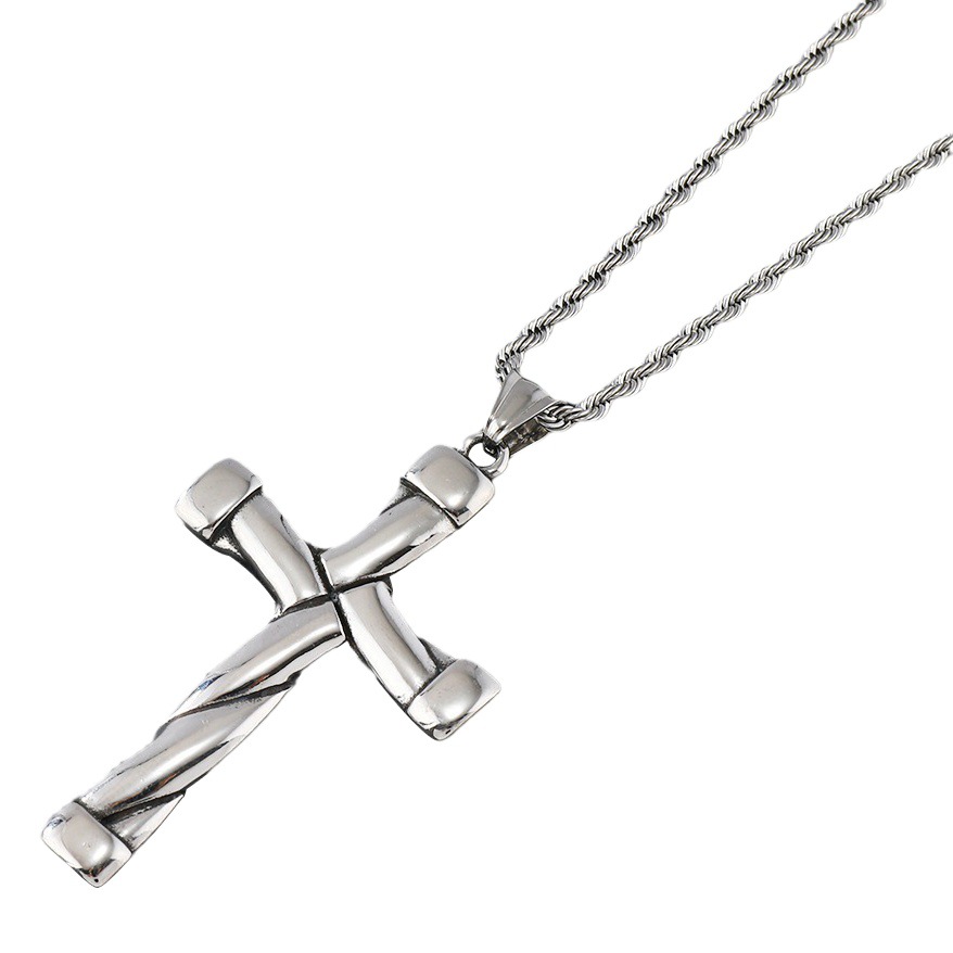 Cruz-frontera Venta caliente de acero inoxidable joyería personalizada fundición Cruz collar hip hop estilo titanio acero COLLAR COLGANTE