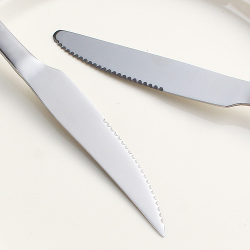 Western knife, fork and spoon set, three-piece set, household steak knife and fork, two-piece set, stainless steel steak knife, adult tableware