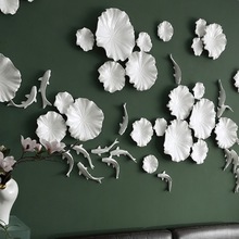 新中式创意简约陶瓷荷叶鱼潮流墙饰家居客厅装饰品立体墙面壁挂