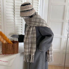 店主自留! ウールの格子のマフラーの女性の高級感は厚いです。