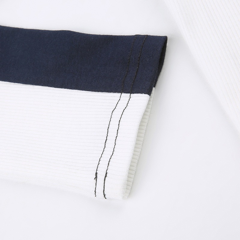 Damjacka slim fit med boktryck street style blå vit_voghion.com