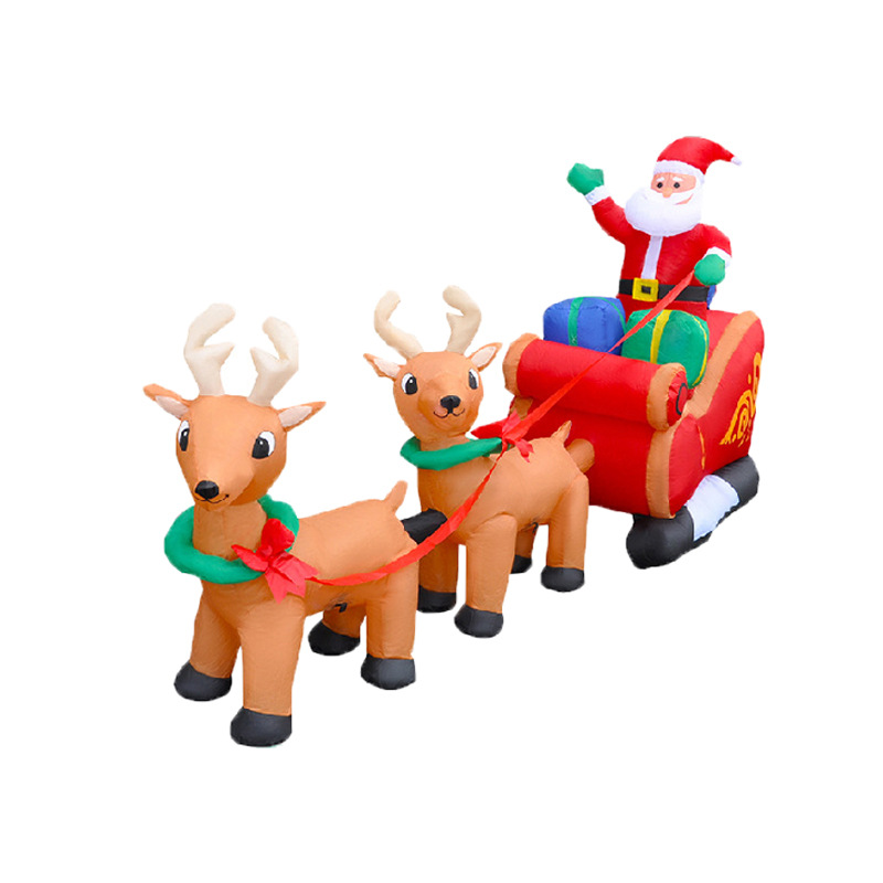 节日户外装饰拉麋鹿雪橇圣诞老人气模 庭院摆件充气模型批发