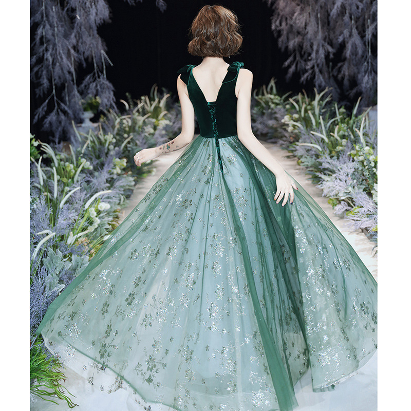 Vestido de noche verde elegante y sexy para mujer, nuevo diseño 2026, ideal para exámenes de arte y anfitrionas de graduaciones. image 6
