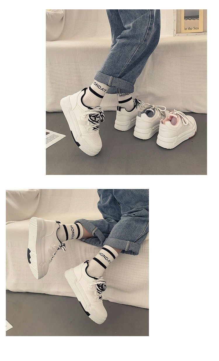 35-43 Übergröße Damen 41 dicke Sohlen vielseitige weiße Frühlingsdesign sportliche und lässige Boardschuhe 42_voghion.com