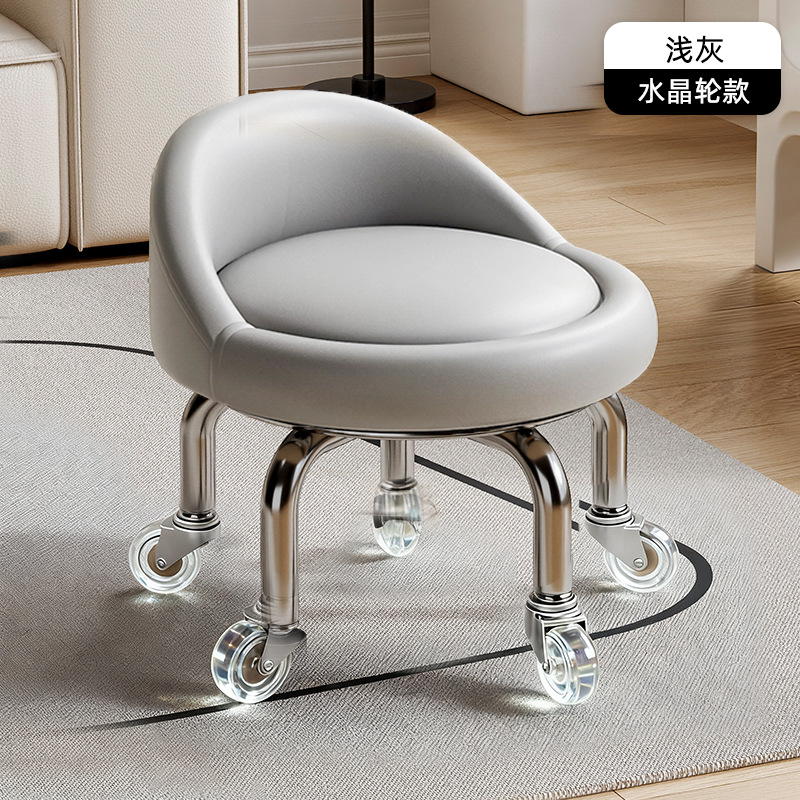 Rueda universal taburete pequeño polea doméstica taburete redondo pedicura banquete baños bajos banquetes para bebés banquetes de cambio de zapatos silenciosos multifuncionales