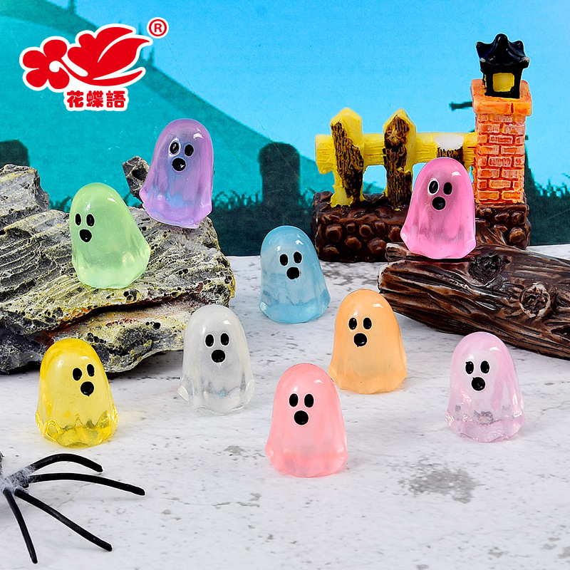 Cross-Border New Product Halloween Glow-In-The-Dark Little Ghost Cute Figurines Micro Landscape Desktop Ornaments DIY Decoration Resin Accessories Cross-Border New Product Halloween Glow-In-The-Dark Little Ghost Cute Figurines Micro Landscape Desktop Ornaments DIY Decoration Resin Accessories