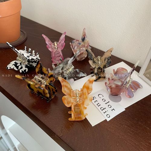 Summer style French butterfly clip pink butterfly clip hair clip acetic acid hair clip retro back of head hair accessories hair clip for women