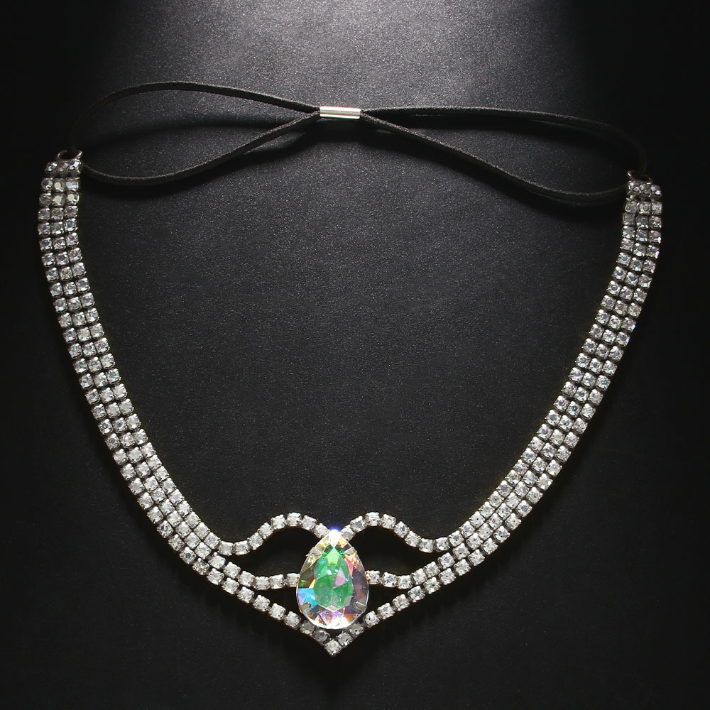 multi drainage drop forehead chain hair accessories exotic AB diamond high end headdress bride accessories female_voghion.com