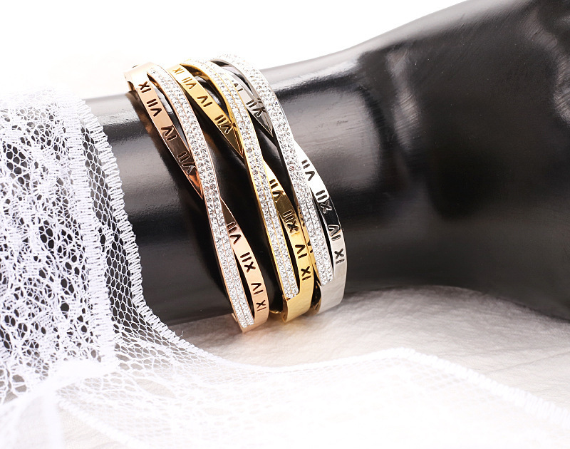 交叉钛钢罗马手镯