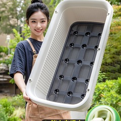 阳台种菜盆长方形户外庭院花盆蔬菜自吸水储水特大花箱种植箱