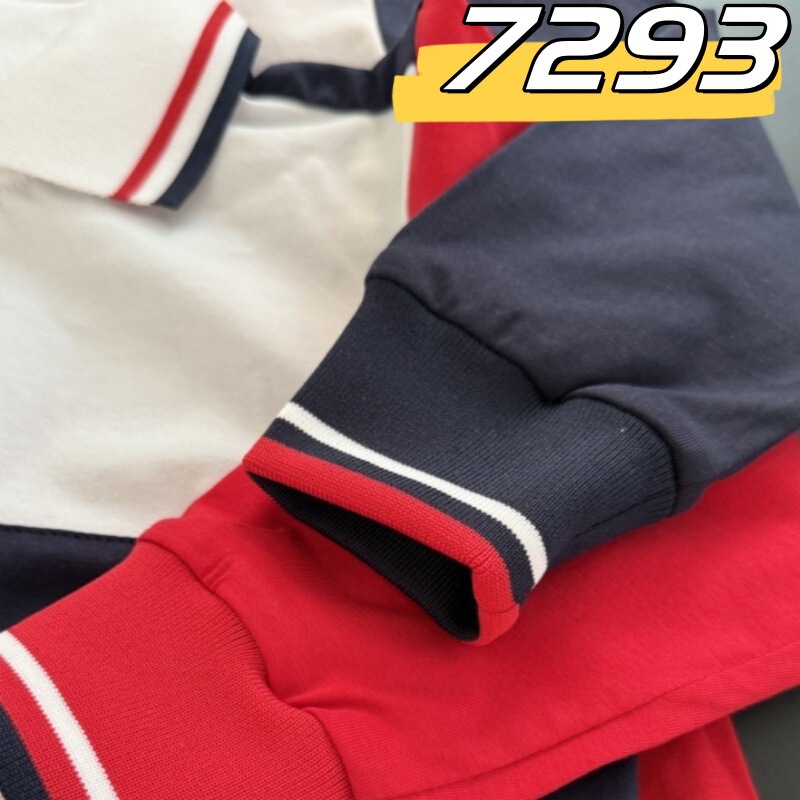 7293秋季新款 儿童休闲拼色polo套装 男女童休闲卫衣套装 童装|undefined