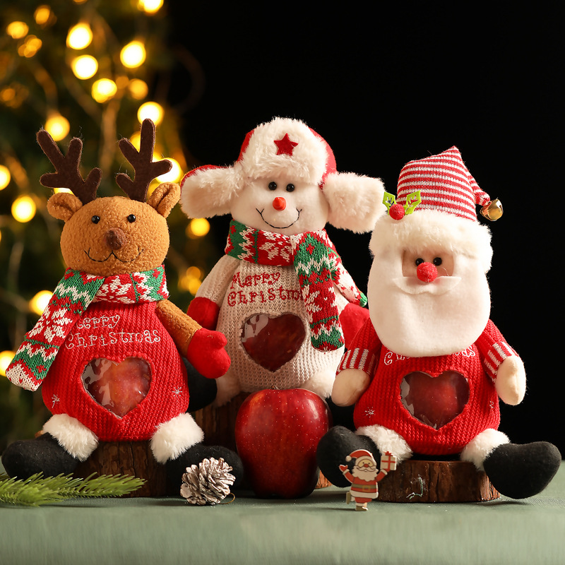 Navidad decoración nuevo Lino cremallera Apple bolsa Santa muñeco de nieve ELK regalo bolsa caramelo bolsa