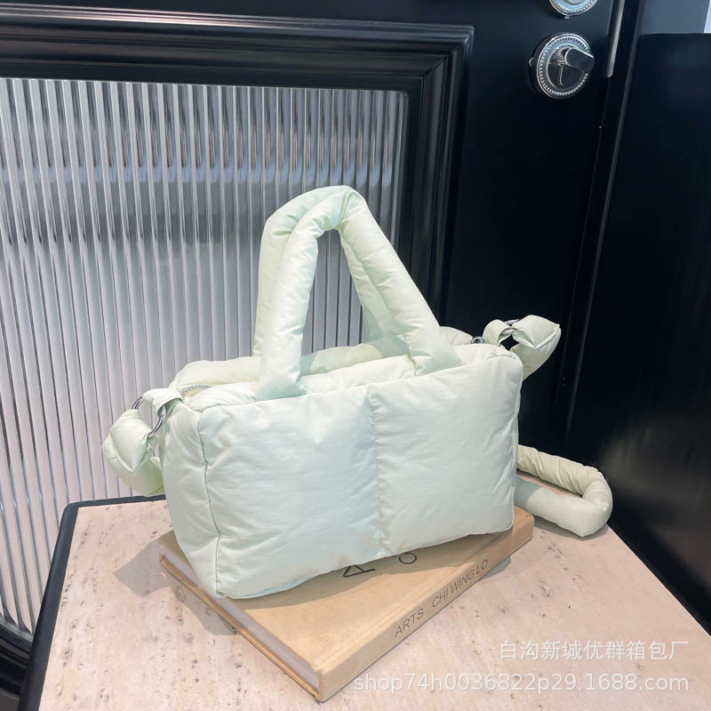 新品ブロックコットンバッグ大容量ファッションハンドバッグ片肩斜め掛けトートバッグ高級感ふかふか小角バッグ|undefined