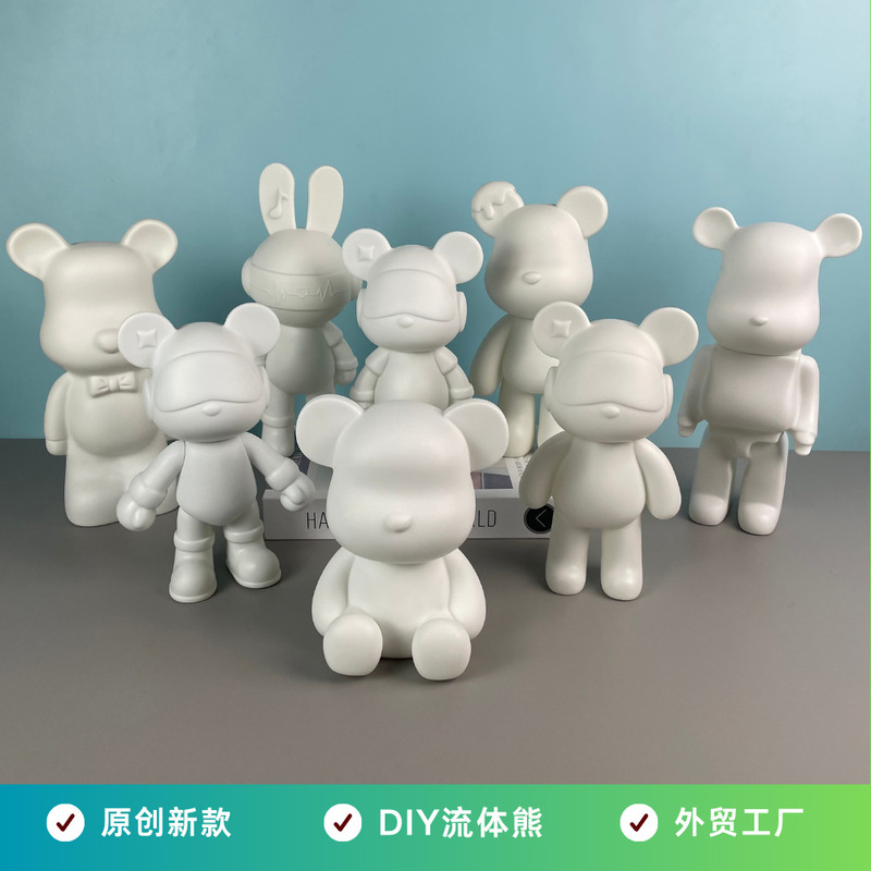 Factory Wholesale Fluid Bear Vinyl White Blank Piggy Bank Doll Paint Rhinestone DIY Cool Supplies Hot Selling Items