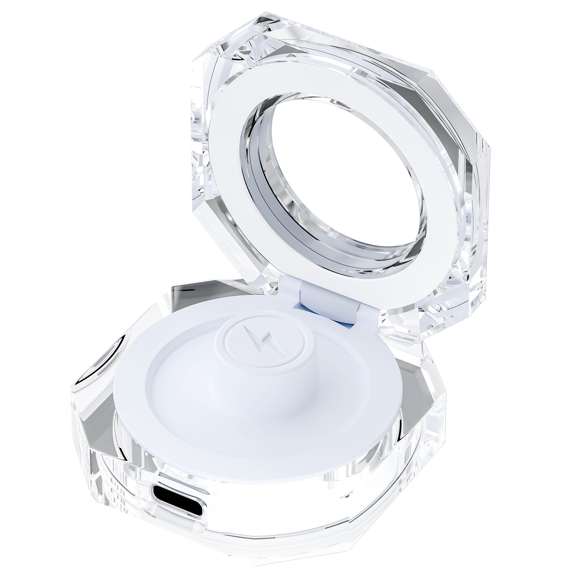 Intelligente Aufbewahrungsbox für Gesundheitsringe, Kristallmagnetisches Ladecase, Universelles transparentes Etui für Ringe_voghion.com