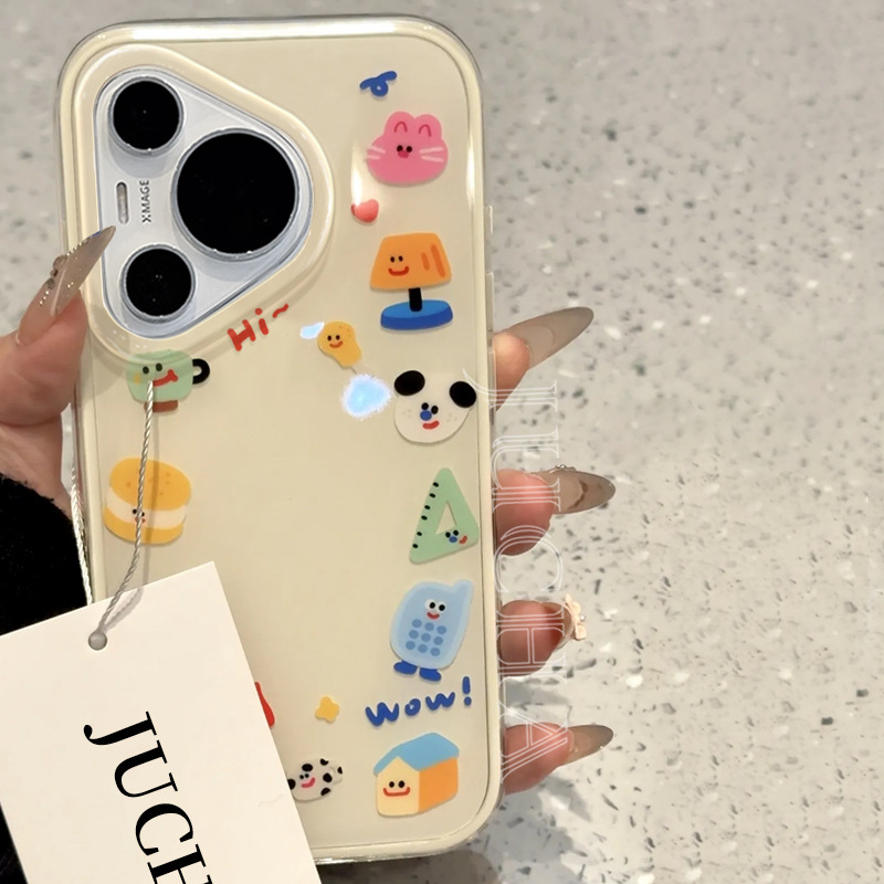 Aplicable a la caja de teléfono móvil HUAWEI pura70 dibujos animados nuevo HUAWEI p60pro con soporte de flores para el teléfono shaking música