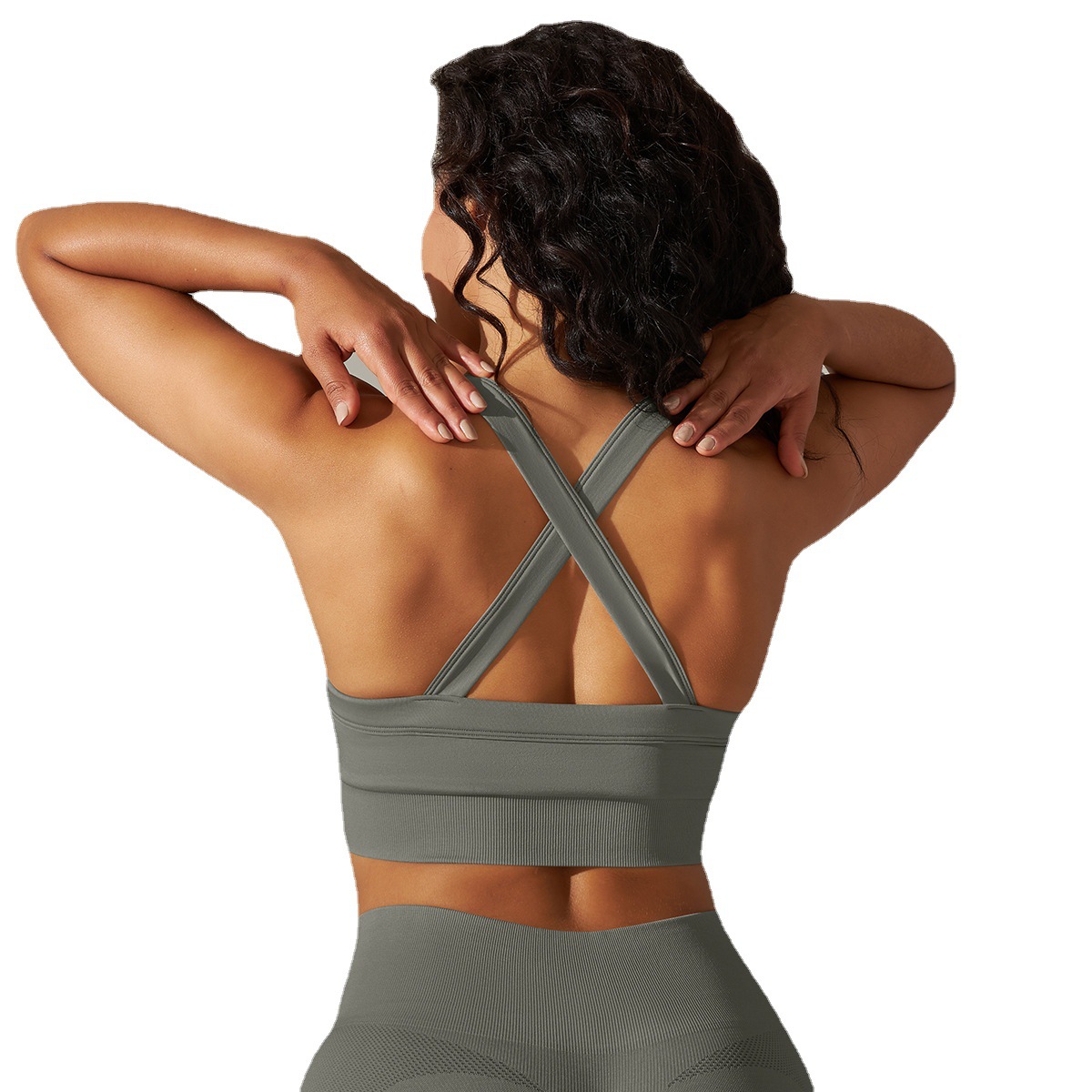 Transfronterizo europeo y americano sin costuras de punto Cruz espalda color sólido deportes ropa interior yoga ropa superior correr fitness sujetador para las mujeres