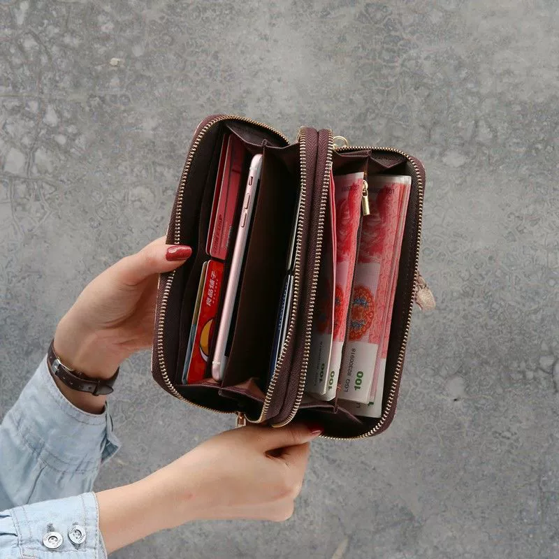 Wallet with letters, shoulder bag, chain with zipper, hand loop bag, capacious small bag