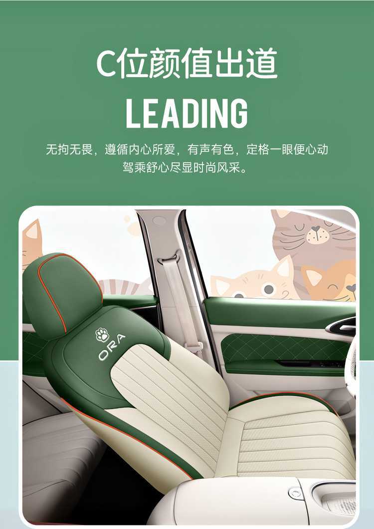 Euler Good Cat Special Car Seat Cover, Universal for All Seasons, Full Surround Cushion, Good Cat Gt Cartoon Interior Leather Seat Cover