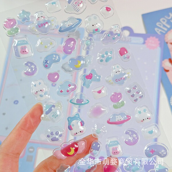 Three dimensional cartoon sticker