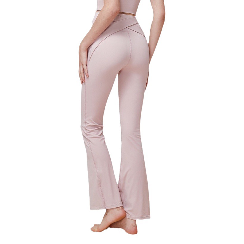 Nueva espalda cintura Cruz cadera levantamiento pantalones de yoga alta envuelta cintura apretado melocotón pantalones micro cuerno casual Pantalones deportivos para mujeres