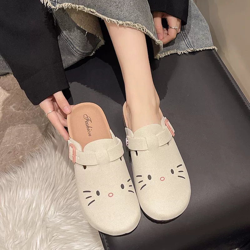 Нишевые котики милые Birkenstock обувь для женщин лето 2024 новые толстые подошвы мешок-носок сандалии носки тапочки полудраные тапочки