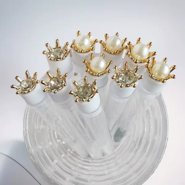 New Foreign Trade Crown Diamond Crown Pearl Crystal Rod Test Tube Eyelash Brush Spiral Grafting Eyelash Brush