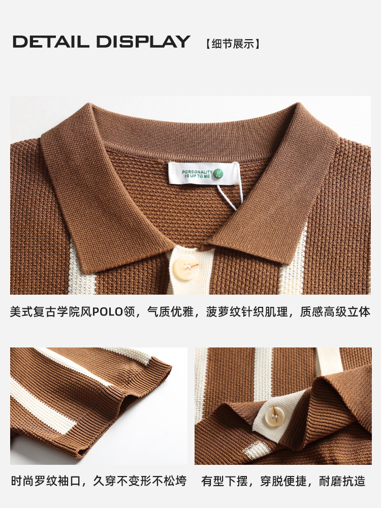 Vestido de hombre antiguo dinero de hielo de seda de punto polo camisa de hombre de verano de manga corta con la tapa cardigan retro camisa de polo casual hombre