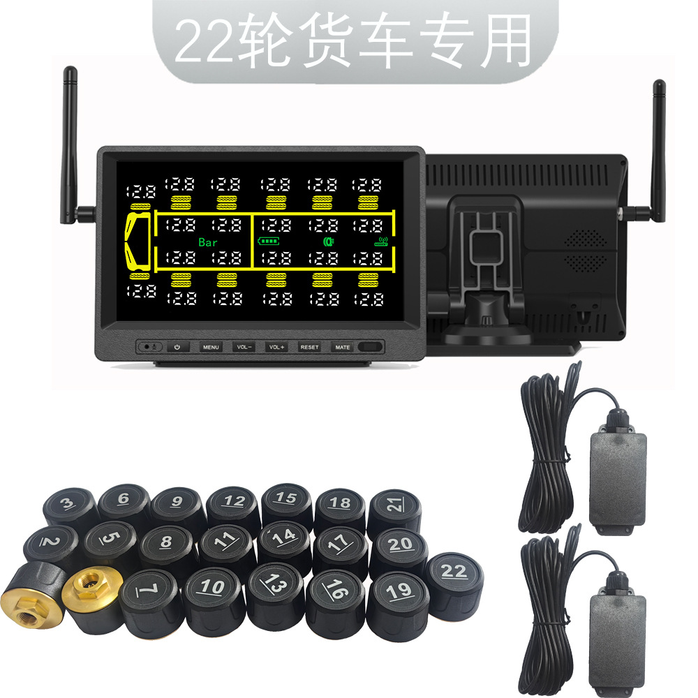 Truck Large-Screen Tire Pressure Monitor Tpms 14-Wheel 16-Wheel 18-Wheel 20-Wheel 22-Wheel External Tire Monitoring System